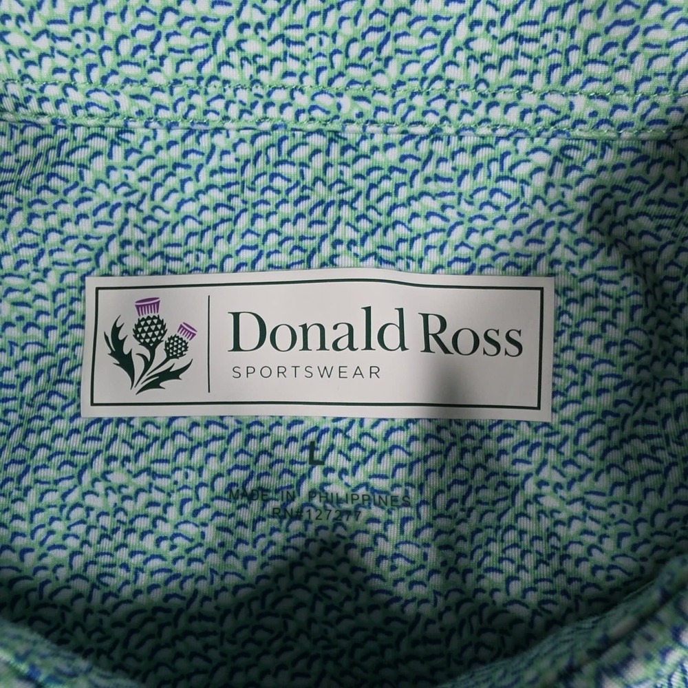 Donald Ross Sportswear Polo Shirt Mens Large Mint Green AOP Golf - Picture 6 of 7